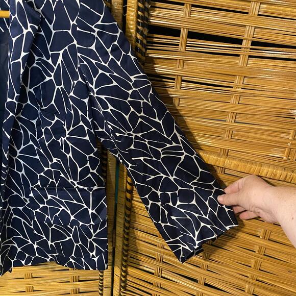 Pendleton Silk Cotton Navy White Abstract Print Blazer Jacket Size 8 - Picture 6 of 11